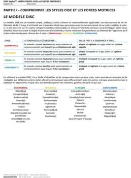 Page 2 d'un exemple de profil DISC & Forces Motrices