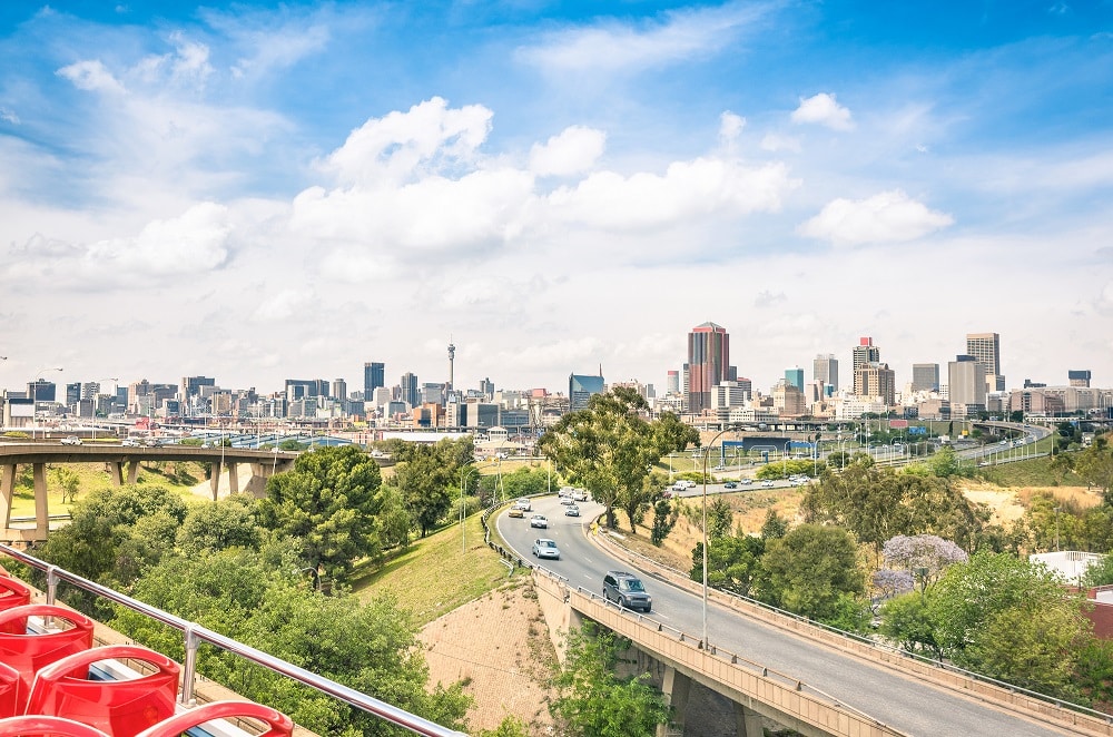 Vue sur la ville de Johannesburg en Afrique du Sud