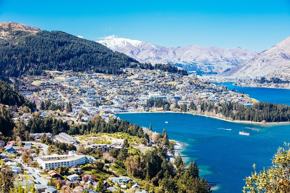 Vue sur la ville de Queenstown en Nouvelle Zelande